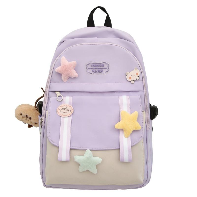

New Campus School Bag High Value Backpack Primary and Secondary School Student Trend Large Capacity Student School Bag фіолетовий