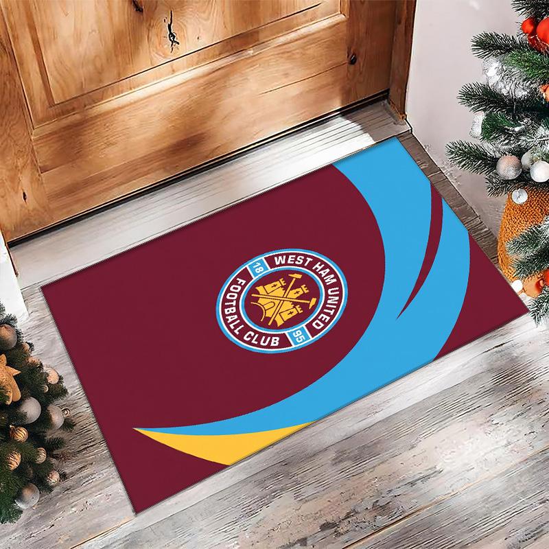 Tappeto in Velluto di Cristallo con Stampa del West Ham United Football, Comodo Assorbente d'Acqua Antiscivolo Tappeto per Pavimenti Interni