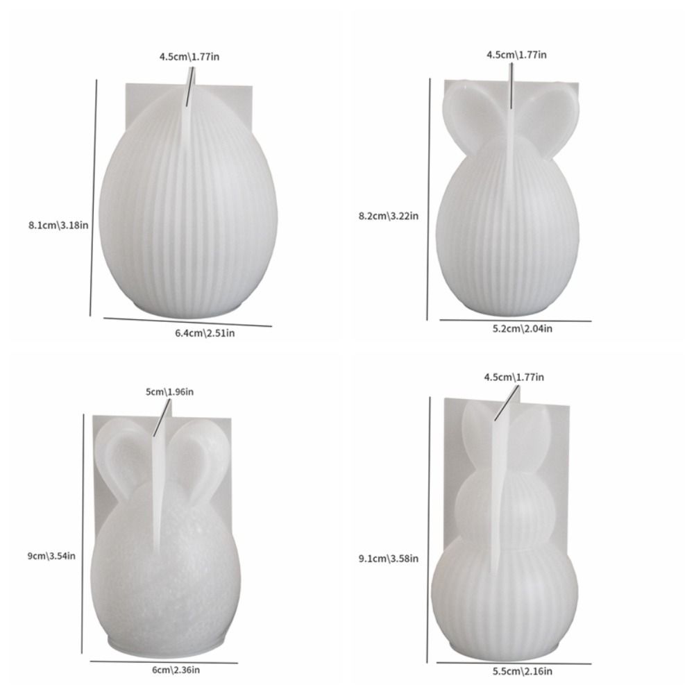 Gestreiftes Muster Hase Duftkerzenform Oster-Serie 3D Hasenformen Handwerk DIY