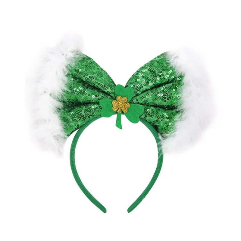 StPatricks Day HairHoop for Irish National Day Celebration Glittering Powder Headband for Theme Party Festival Gathering