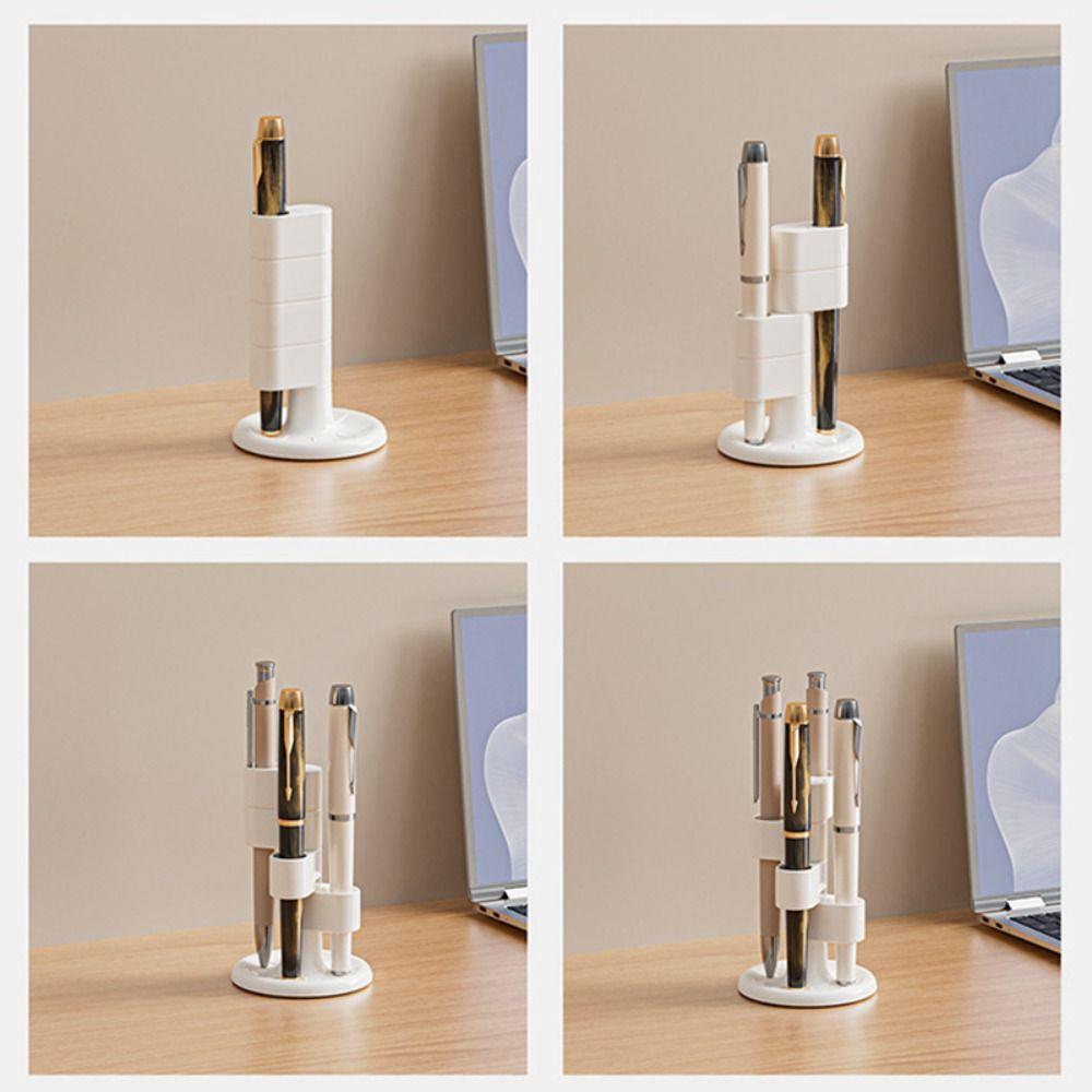 Portable ABS Pen Holder 4-slot Rotating Household Toothbrush Holder Desktop Pen Rack Students