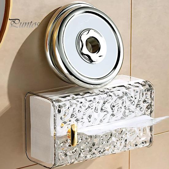 Tissue Box Wall-Mounted Tissue Storage Box Self-Adhesive Strong Load-Bearing Capacity Paper Towel Holder for Home