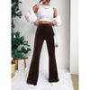 Ladies, High Waisted, Corduroy, Flared Pants, Solid Color, Casual Pants, Wide Leg Pants, Long Pants