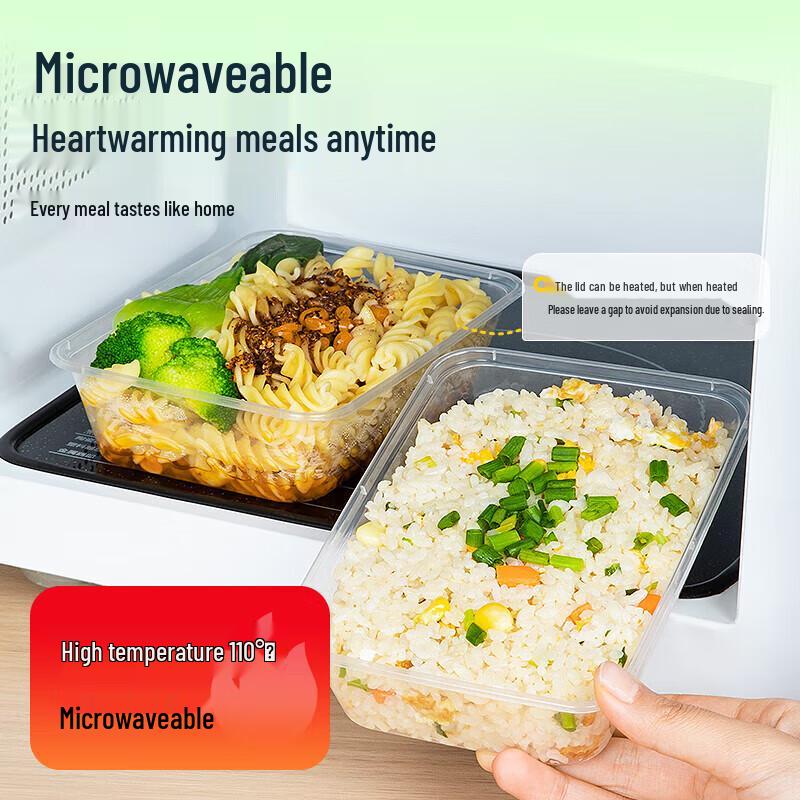 Temeiju Disposable Rectangular Food Containers with Lids (300-Pack)