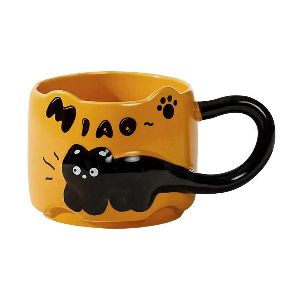 

Керамические чашки, сложенные одна в другую, мультяшная кошка, чашка для завтрака, забавные кофейные кружки, чай оранжевый