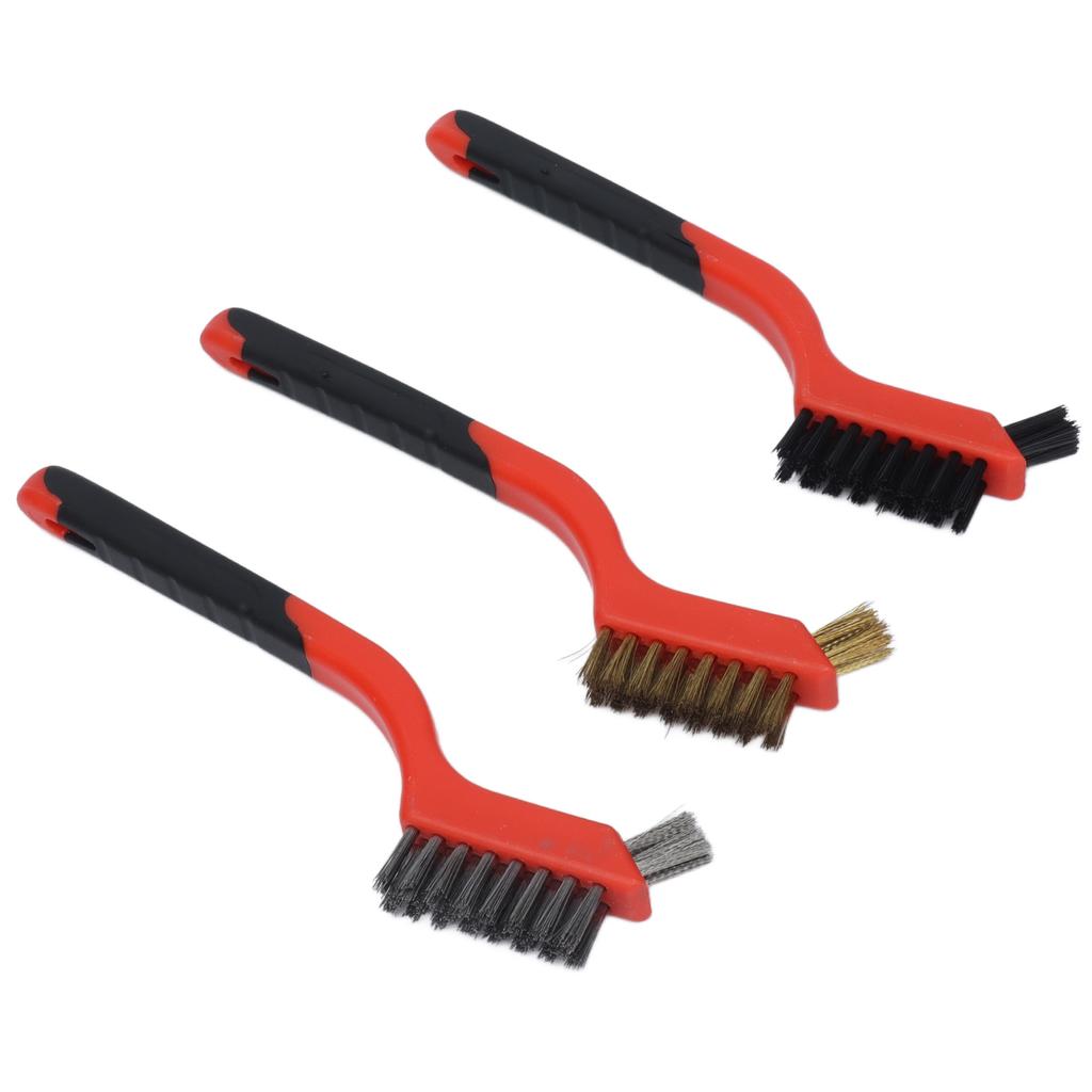 Wire Brush Set, Brass Nylon Stainless Steel with Angled Handle Grip for Kitchen Range Hood Gas Stove