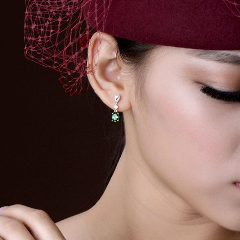 BELLA BOX Náušnice pro šarm ženy Stříbrné šperky Smaragd drahokam Retro styl Móda Zásnubní dárky