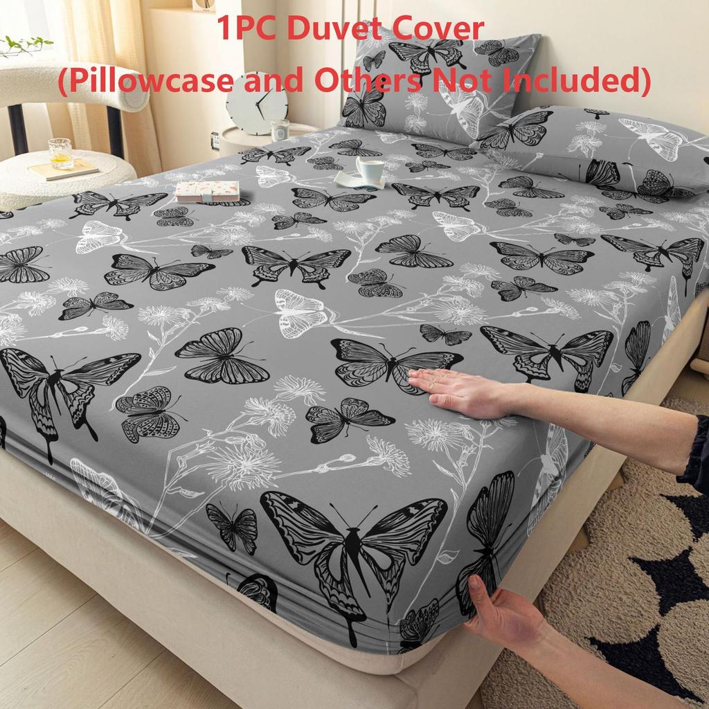 1PC Butterfly Print Fitted Sheet Mattress Cover Rectangular Dirt-Proof Mattress Protector for Bedroom Guest Room Homestay