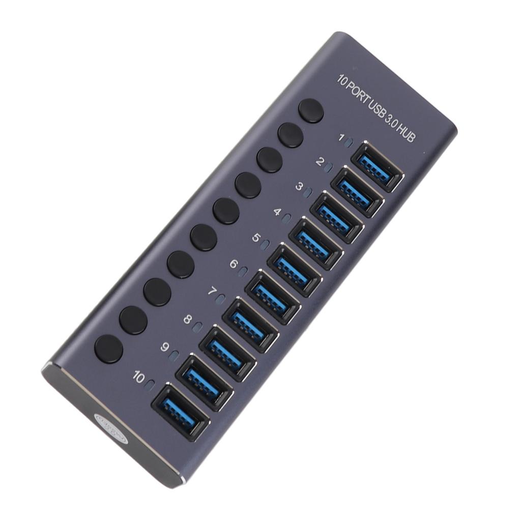 985A 10 Port USB 3.0 Hub USB Splitter Hub USB Docking Station 300MB S High Speed Transmit with Individual Switches 12V