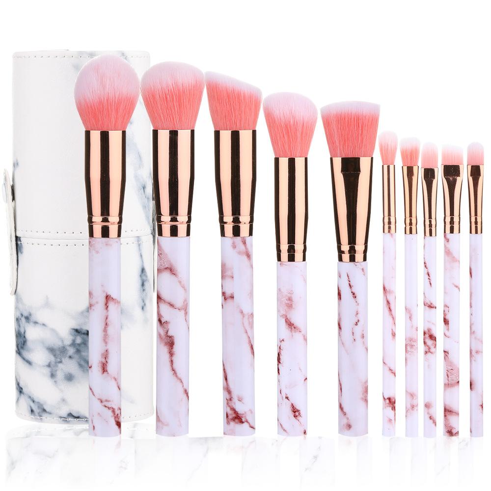 New 10 Makeup Brush Set Full Marble Beauty Tool Set Brush Blush Eyeshadow Brush