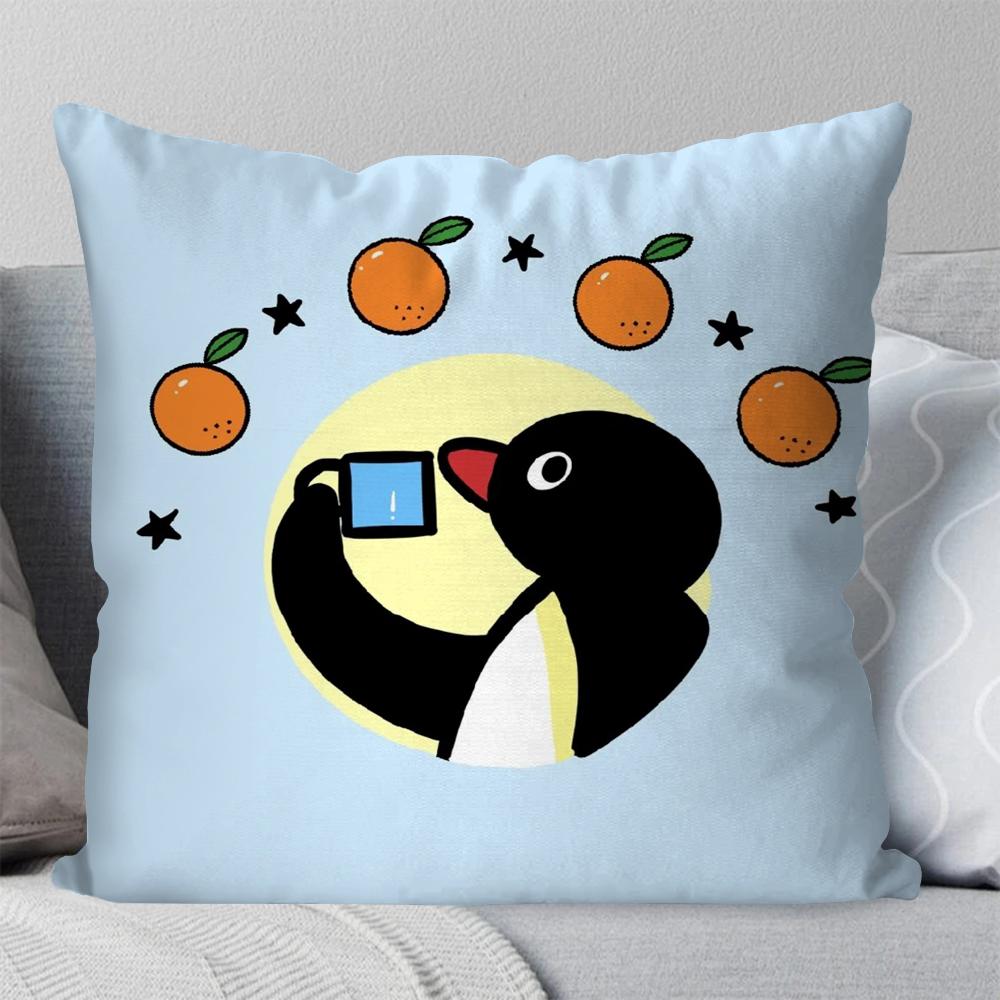

1pc P-pingu Cartoon Animation Pillow Case Square Pillow BedroomSofaLeisure Comfort Cushion Car Living Room Home Decoration 40X40 16x16Inch