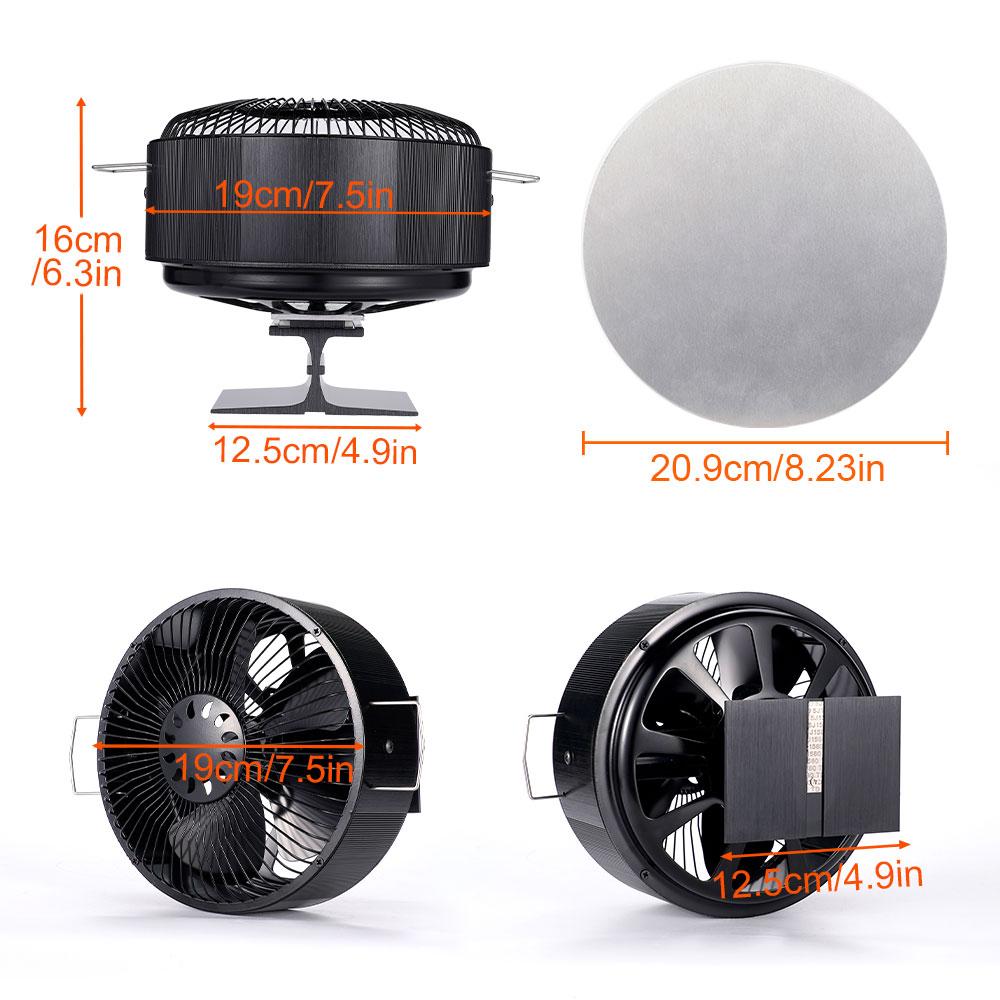 5 Blades Stove Fan Heat Powered Round Log Wood Fireplace Fan Burner Quiet Free-standing Home Warmer Efficient Heat Distribution