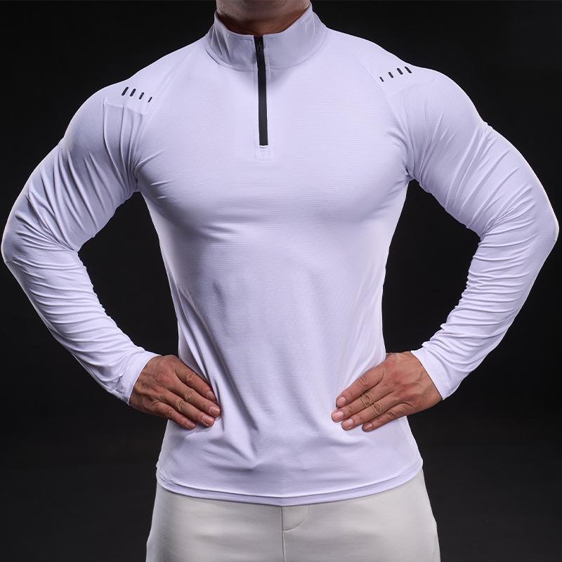 New Stand-up Collar Half Zipper Sweatshirt Sports Men's Long-sleeved Casual Slim Outdoor Sweatshirt Men