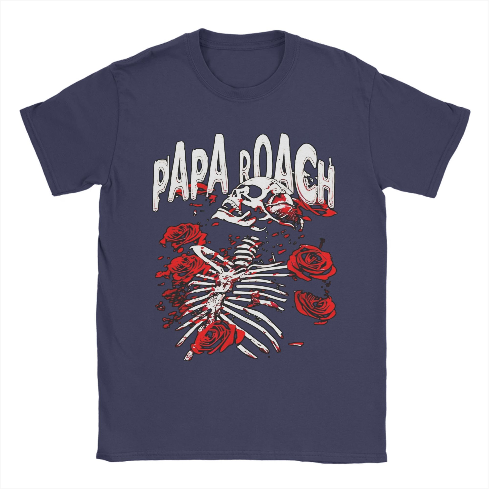

Мужские футболки Papa Roach Хлопковая одежда Винтажные футболки с коротким рукавом и круглым вырезом Идея для подарка Футболка S темно-синий