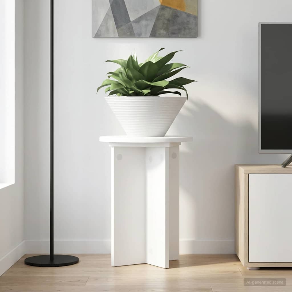 Plant Stand 2 Pcs White Ø29.5 X 40 Cm Engineered Wood