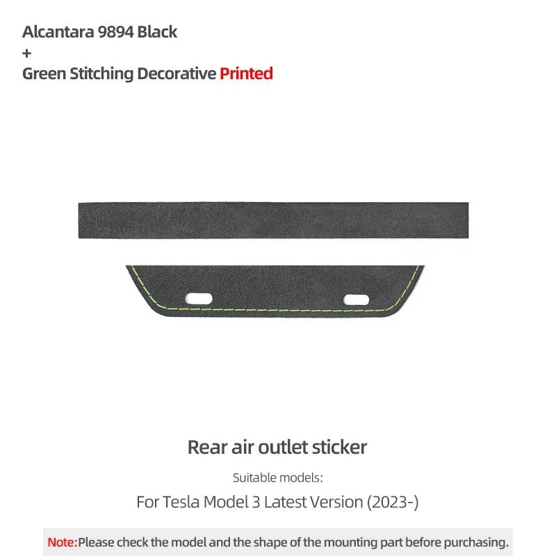 Betterhumz For Tesla Model 3 Highland 2024- Made of Alcantara Car Rear Air Vent Outlet Sticker Trim Decoration Strip Accessories