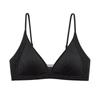 Women Thin Strap Deep V Backless Wireless Gathering Triangle Cup Bra