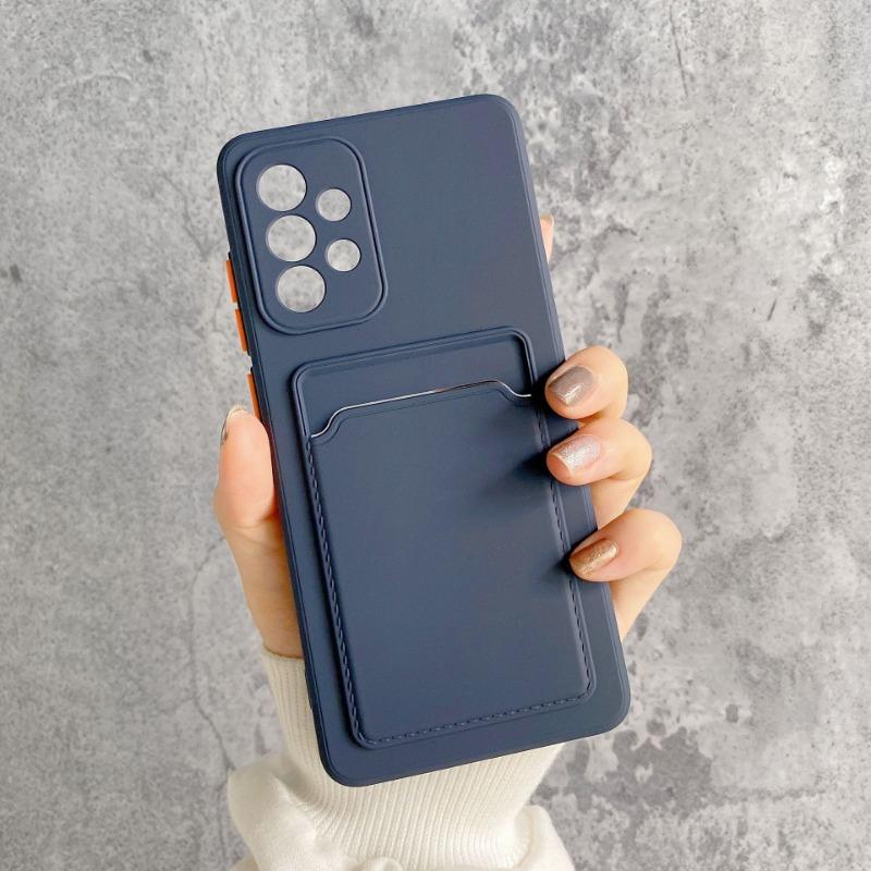 

Suitable for Samsung S23 S25Ultra Integrated Card Case S22 Contrasting Color Button Skin Feeling Shell A36 A55 S25FE