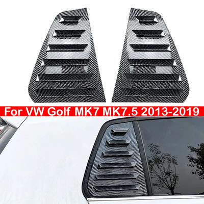 For VW Golf MK7 MK7.5 2013- Car Rear Louver Window Side Shutter Cover Trim Sticker Vent Scoop ABS Carbon Fiber Black Auto