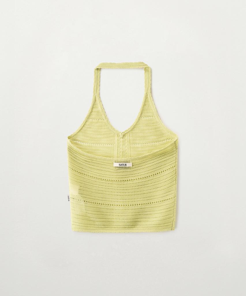 Seteo (W) Crochet Halterneck Knit Bustier Olive Green