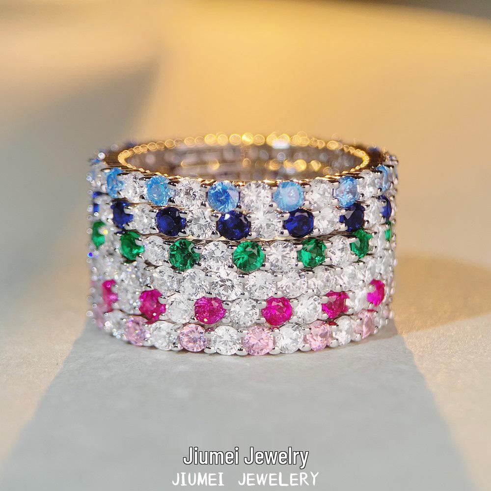 2022 High Carbon Diamond S925 Sterling Silver Zircon Ring for Women - Stylish Inter-Diamond Design