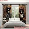 British Skull Pattern Printed Curtains Window Decorations Home Room Curtain Set Of 2 Made Polyester Washable