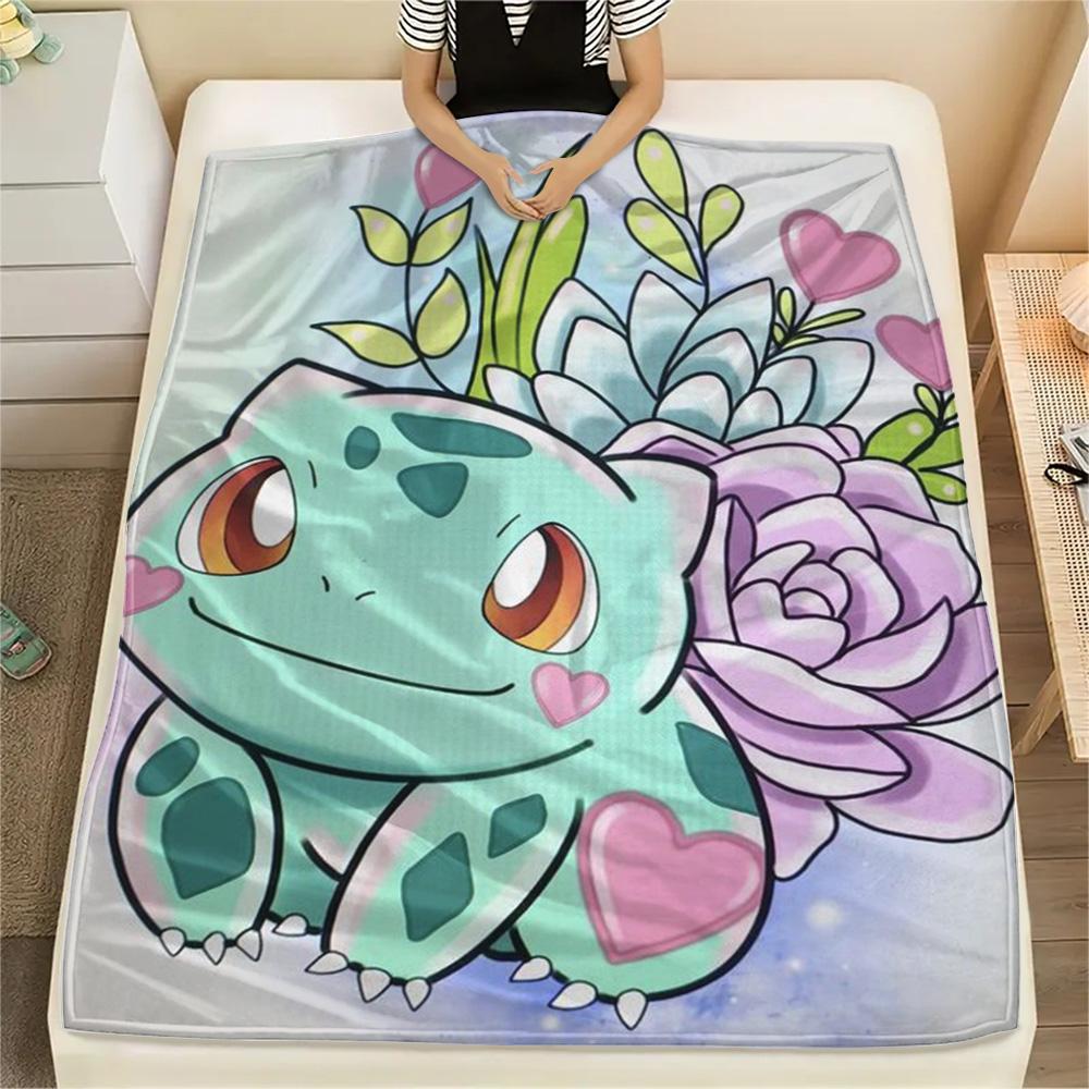 

Bulbasaur Cozy Print Flannel Blanket Ideal for Bedroom Sofa Chair Travel Picnic.-TING 75x90cm