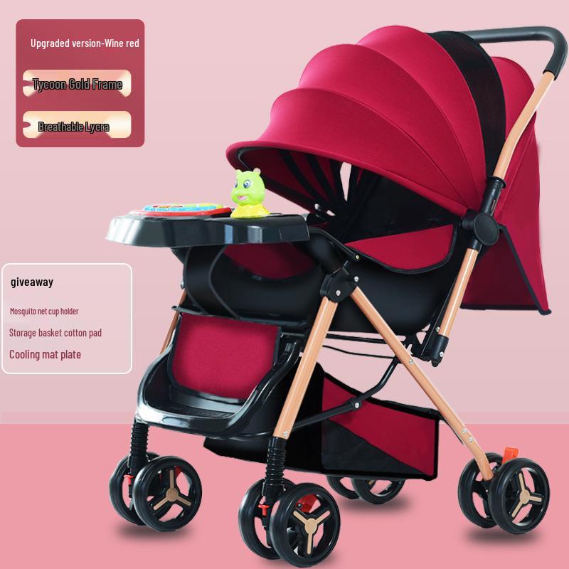 Newborn 4-Season Stroller: Foldable, Spacious, Shock-Absorbing for Sitting & Lying Down.