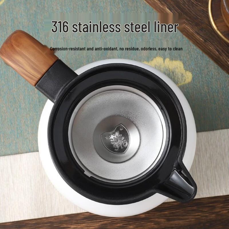Shangqi Stainless Steel Insulated Stew Tea Pot with Wooden Handle