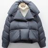 Podzimní a zimní nová péřová bunda s kapucí dámská krátká zesílená prémiová bílé kachní prachové klopový chlebový styl trendy