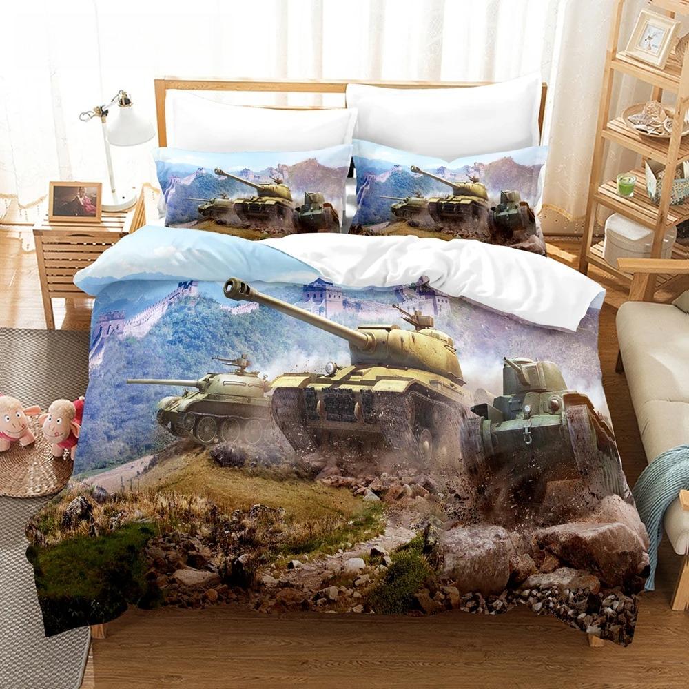 3D Tank Duvet Cover Tank Print War Military Weapon Theme For Children Teens Women Men Gifts For Bedroom Decorations Queen King
