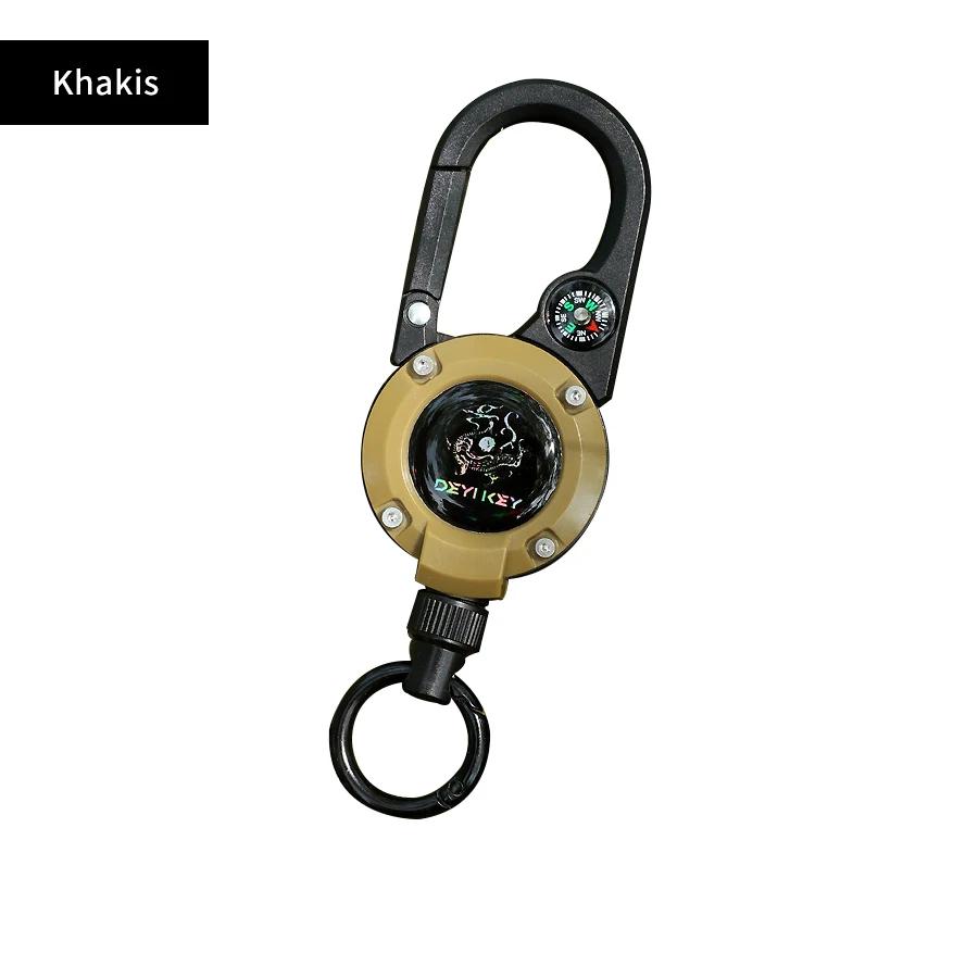 Steel Wire Rope Retractable Pull Reel Carabiner Key Chains Buckle Holder Outdoor Sporty Keychain Multiple Tool Anti-Theft Metal