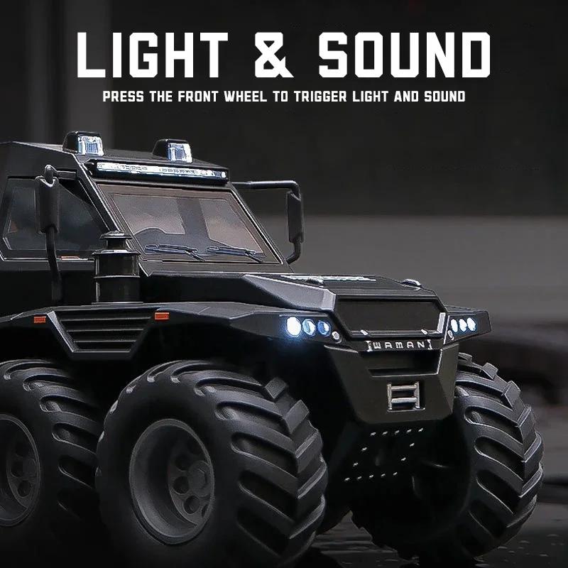 1/24 Scale Shaman 8X8 Alloy Car Model Light & Sound Effect Diecast Car Toys for Boys Birthday Gift Kids Toys Car Collection