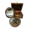 Antique 3" Brass Stanley London Nautical Compass Brunton Compass With Wooden Box