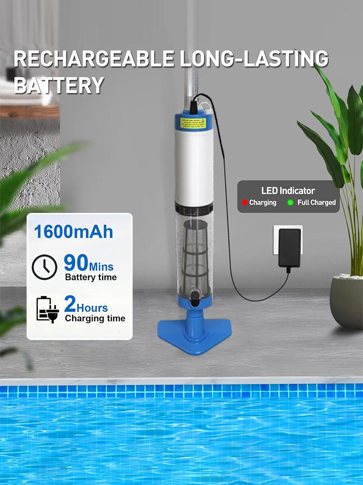 3 In 1 Cordless Rechargeable Pool Vacuum Cleaner Handheld Pool Cleaner Suitable For Spa Center Bathtub Sand Debris