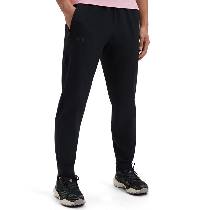 Under Armour Out The Storm Pantaloni da Corsa in Maglia con Logo Solido Uomo Pantaloni Fondo Nero 1376799-001