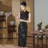 Elegant Black Sleeveless Cheongsam Dress Womens Modern Chinese Style Long Gown Vintage Inspired 2025
