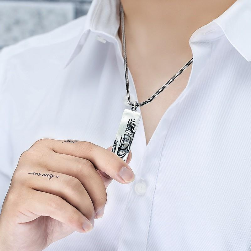 Copper Amida Buddha Pendant Necklace Men Women Chic Geometric Style With Leather Cord Or Chain Options