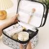Women's Large PU Leather Double-Layer Makeup and Toiletry Bag - Portable & Multifunctional Lipstick Storage