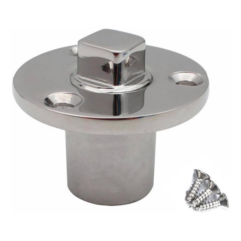

A84E-Garboard Drain Plug Kit Stainless Steel 316 Heavy Duty Boat Marine Grade Flange Diameter 2 With Screws For 1 Inch Hole серебряный