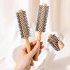 Anti-Static Wooden Handle Salon Styling Drying Tool Round Hairdressing Curling Massage Roller Comb For Real Hair Wigs Barber
