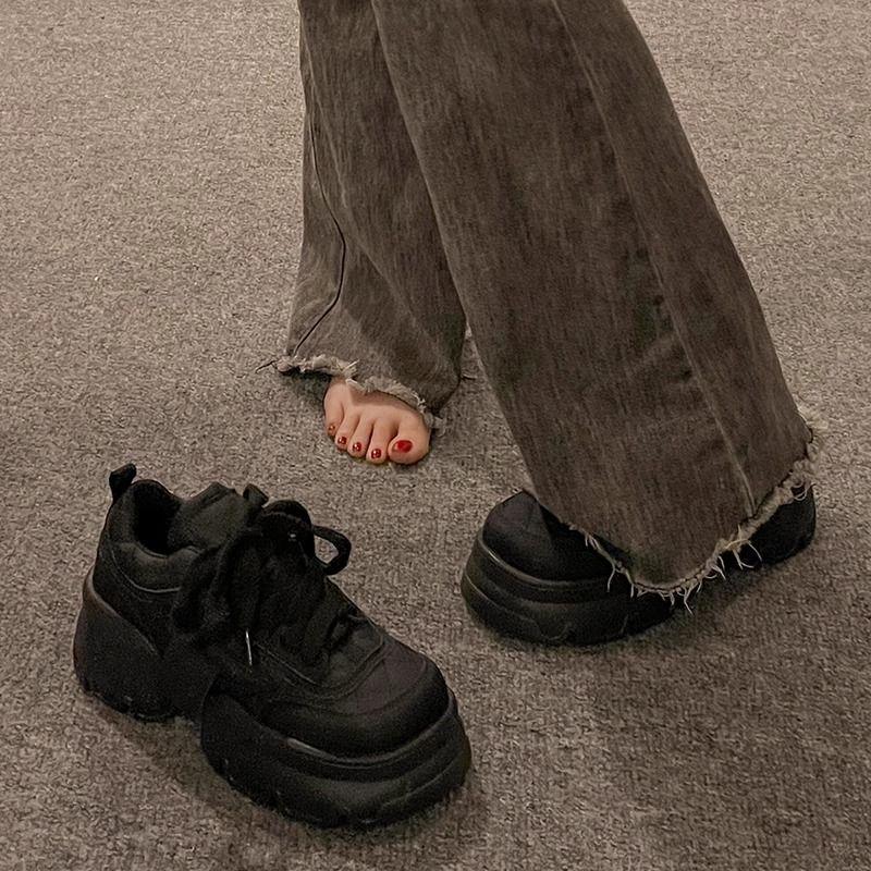 Dad Shoes for Women Spring Autumn Woman Footwear Designer New In Vulcanized Shoe Fashion Black High on Platform Casual Sneakers