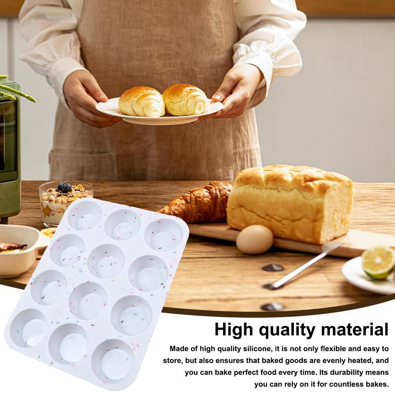 Muffin Pan Small Muffin Pan 12-Cups Reusable Heat-Resistant Silicone Mold For Airfryer Microwave Freezer Bread Camping