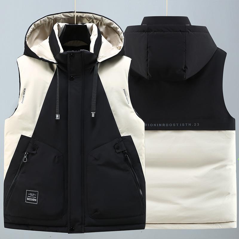 Thick Vest, Autumn and Winter Casual Men's Plus Size Vest Jacket, Fashionable and Warm, Shoulder Length
