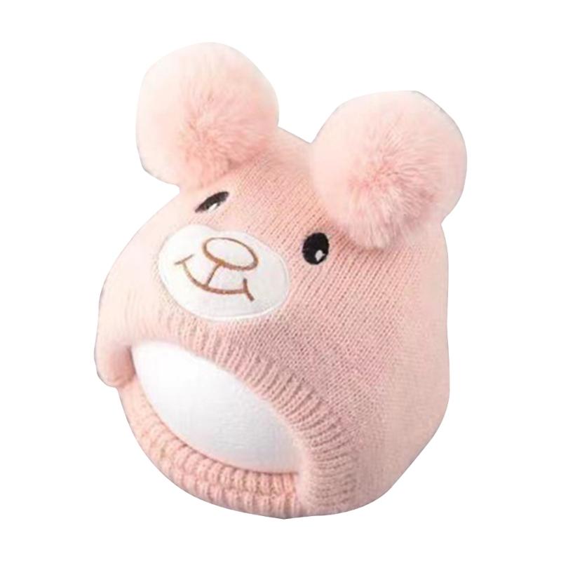 Niedliche Bären Strickmütze für Kleinkinder Jungen Mädchen Warme Beanie Mütze Entzückende Winter Kopfbedeckung Weiche Babymütze Duschgeschenk für Babys