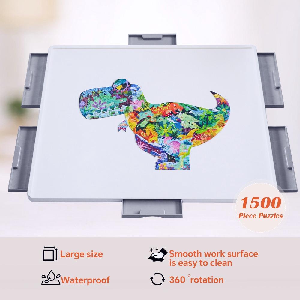 1500pcs Rotating Puzzle Board - 4-Drawer 360° Spinner, Large ABS Puzzle Table Portable Lid & Easy-Clean Surface, Holiday Gift