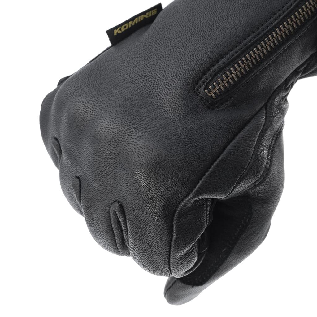 KOMINE Leather Winter Short Gloves for Motorcycles Z Series Black L GK-850 -