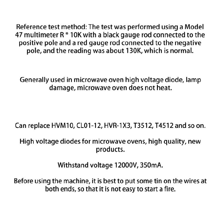 4er-Pack Mikrowellendiode Schwarzes Metallzubehör Spannungsdiode Schnellheizdiode