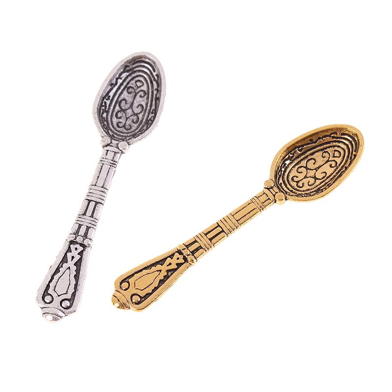 10Pcs/Set Vintage Mini Talheres Colher Casa de Bonecas Miniaturas Talheres Crianças Brinquedo Casa de Bonecas Decoração