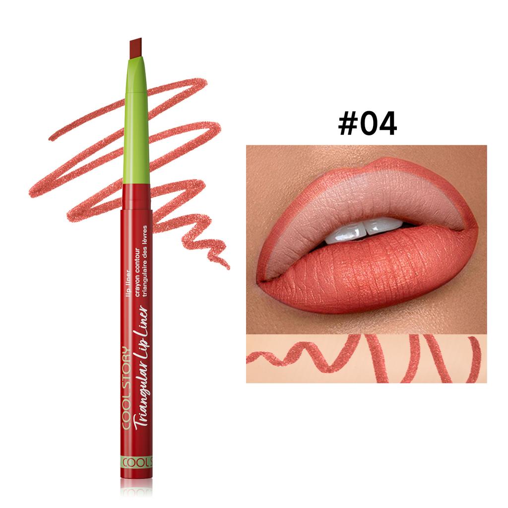 Triangular Oblique Lip Liner Matt Monochrome Semi-long-lasting Outline Velvet Not Easy To Take Off Makeup Lipstick Pen Lip Makeup
